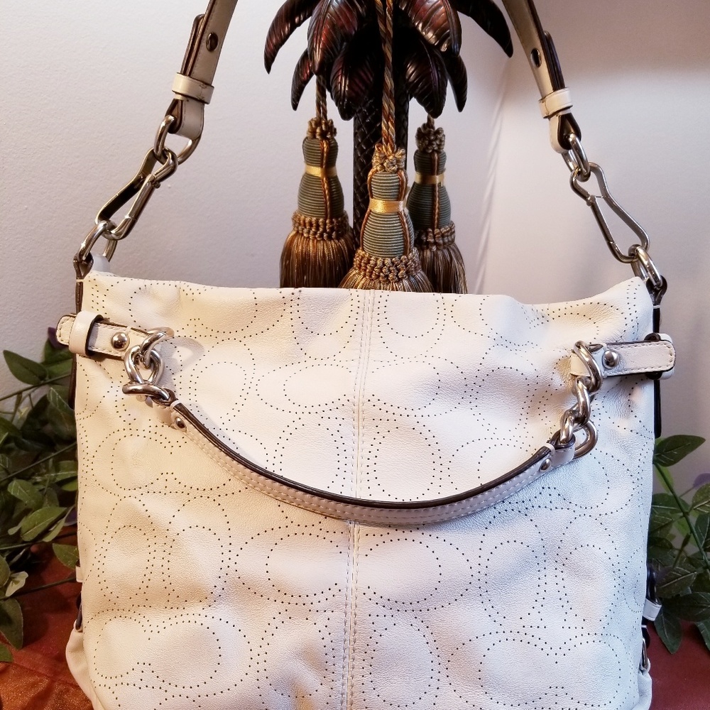 Coach White Leather Brooke Handbag
